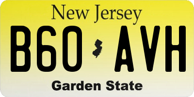 NJ license plate B60AVH