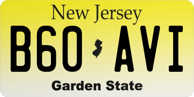 NJ license plate B60AVI