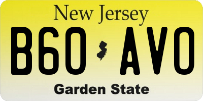 NJ license plate B60AVO