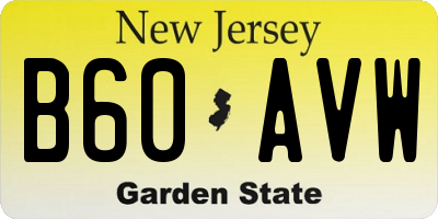 NJ license plate B60AVW