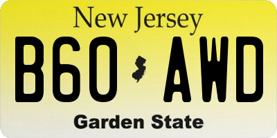 NJ license plate B60AWD