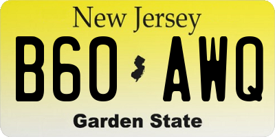 NJ license plate B60AWQ