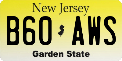 NJ license plate B60AWS