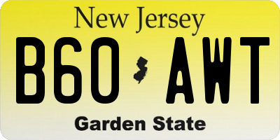NJ license plate B60AWT