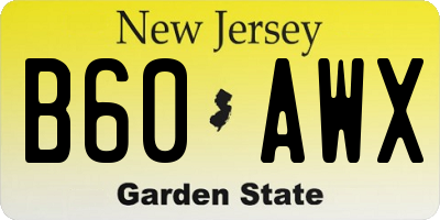 NJ license plate B60AWX