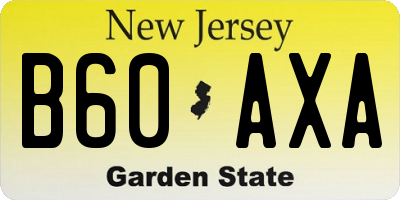 NJ license plate B60AXA