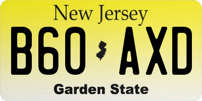 NJ license plate B60AXD