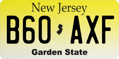 NJ license plate B60AXF