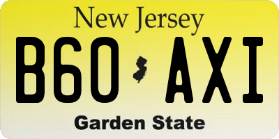 NJ license plate B60AXI