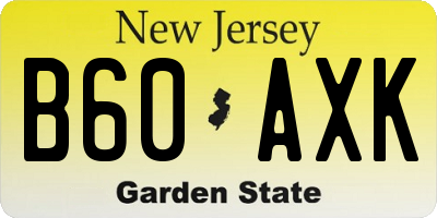 NJ license plate B60AXK