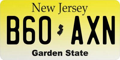 NJ license plate B60AXN