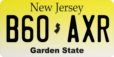 NJ license plate B60AXR