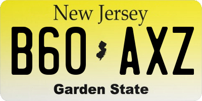 NJ license plate B60AXZ