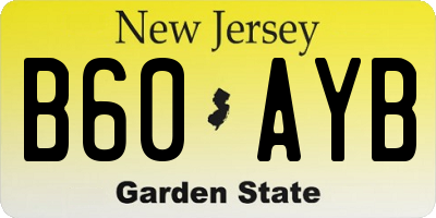 NJ license plate B60AYB