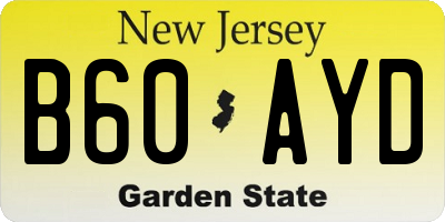 NJ license plate B60AYD