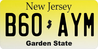 NJ license plate B60AYM
