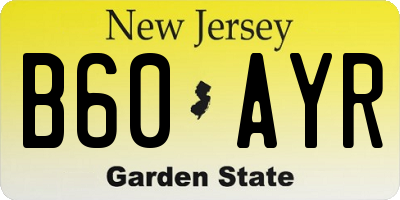 NJ license plate B60AYR