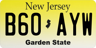 NJ license plate B60AYW