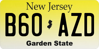 NJ license plate B60AZD