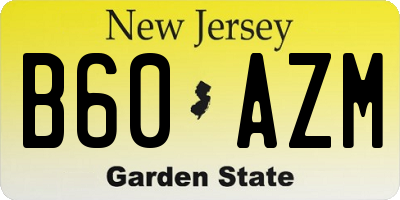 NJ license plate B60AZM
