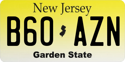 NJ license plate B60AZN