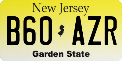 NJ license plate B60AZR