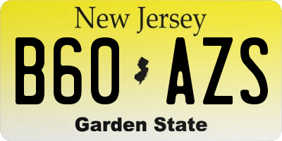 NJ license plate B60AZS