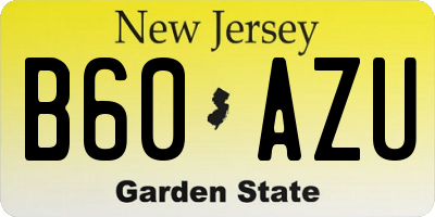 NJ license plate B60AZU