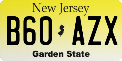 NJ license plate B60AZX