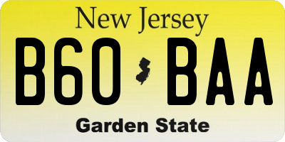 NJ license plate B60BAA