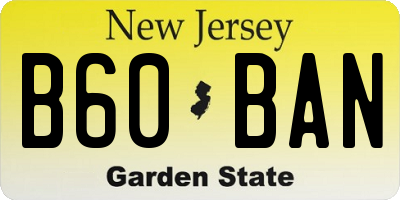 NJ license plate B60BAN