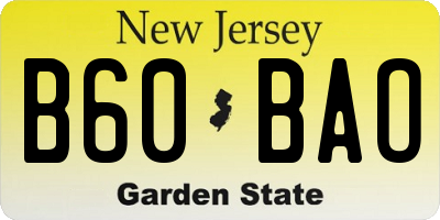 NJ license plate B60BAO