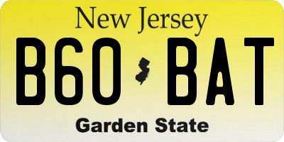 NJ license plate B60BAT