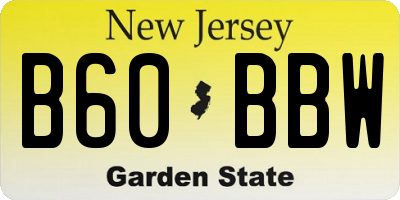 NJ license plate B60BBW