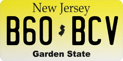 NJ license plate B60BCV