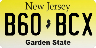 NJ license plate B60BCX