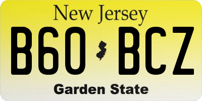 NJ license plate B60BCZ