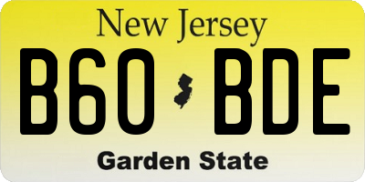 NJ license plate B60BDE