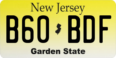 NJ license plate B60BDF
