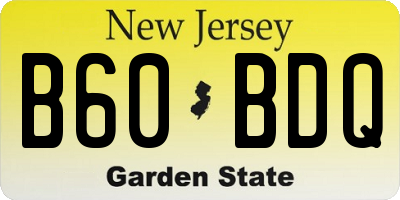 NJ license plate B60BDQ