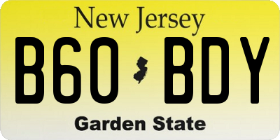 NJ license plate B60BDY