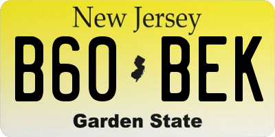 NJ license plate B60BEK