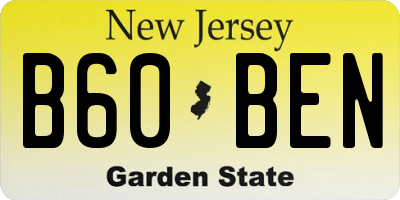 NJ license plate B60BEN