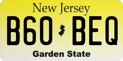 NJ license plate B60BEQ