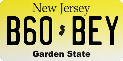 NJ license plate B60BEY
