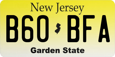NJ license plate B60BFA