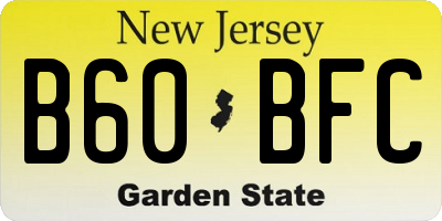 NJ license plate B60BFC