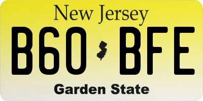 NJ license plate B60BFE