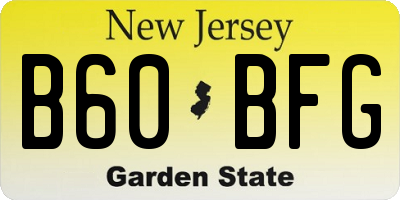 NJ license plate B60BFG