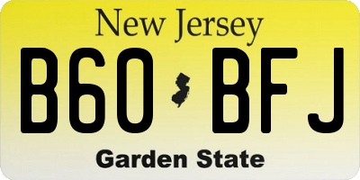 NJ license plate B60BFJ